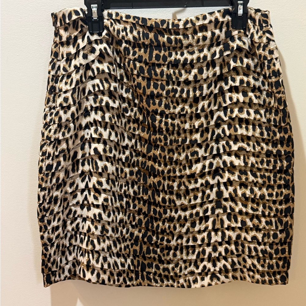 Larry Levine Animal Print Mini Skirt - Black and Brown
